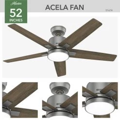 Hunter Acela 52 in. Integrated LED Indoor Matte Silver Ceiling Fan with Remote -Fans Shop matte silver hunter ceiling fans with lights 51674 a0 1000