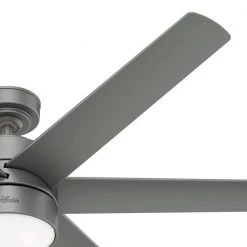 Hunter Solaria 60 in. Integrated LED Indoor/Outdoor Matte Silver Ceiling Fan with Light Kit and Wall Control -Fans Shop matte silver hunter ceiling fans with lights 59625 1f 1000