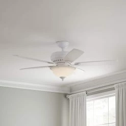 Hampton Bay Southwind 52 in. Indoor LED Matte White Ceiling Fan with 5 Reversible Blades, Light Kit, Downrod and Remote Control -Fans Shop matte white hampton bay ceiling fans with lights 52372 1f 1000