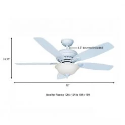 Hampton Bay Southwind 52 in. Indoor LED Matte White Ceiling Fan with 5 Reversible Blades, Light Kit, Downrod and Remote Control -Fans Shop matte white hampton bay ceiling fans with lights 52372 a0 1000