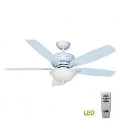 Hampton Bay Southwind 52 in. Indoor LED Matte White Ceiling Fan with 5 Reversible Blades, Light Kit, Downrod and Remote Control -Fans Shop matte white hampton bay ceiling fans with lights 52372 c3 1000