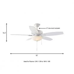 Hampton Bay North Pond 52 in. Indoor/Outdoor LED Matte White Ceiling Fan with Light Kit, Reversible Motor and Reversible Blades -Fans Shop matte white hampton bay ceiling fans with lights 59216 a0 1000