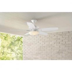 Hampton Bay North Pond 52 in. Indoor/Outdoor LED Matte White Ceiling Fan with Light Kit, Reversible Motor and Reversible Blades -Fans Shop matte white hampton bay ceiling fans with lights 59216 c3 1000