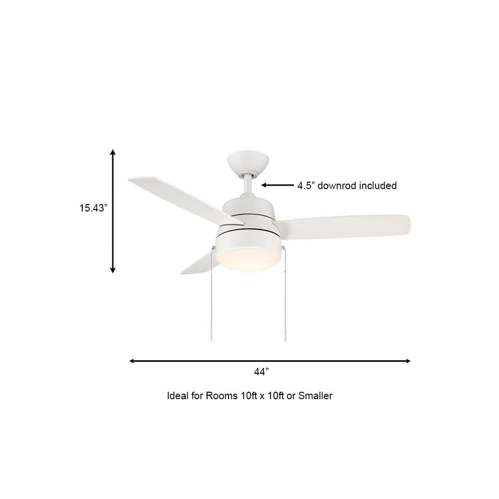 Hampton Bay Caprice 44 in. Integrated LED Indoor Matte White Ceiling Fan with Light Kit 4 Hampton Bay Caprice 44 in. Integrated LED Indoor Matte White Ceiling Fan with Light Kit - Image 4