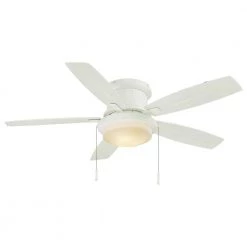 Hampton Bay Roanoke 48 in. LED Indoor/Outdoor Matte White Ceiling Fan with Light Kit