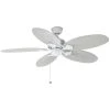 Hampton Bay Lillycrest 52 in. Indoor/Outdoor Matte White Ceiling Fan with Downrod and Reversible Motor; Light Kit Adaptable