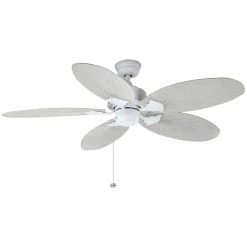Hampton Bay Lillycrest 52 in. Indoor/Outdoor Matte White Ceiling Fan with Downrod and Reversible Motor; Light Kit Adaptable