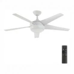 Home Decorators Collection Windward IV 52 in. Indoor LED Matte White Ceiling Fan with Dimmable Light Kit, Remote Control and Reversible Motor