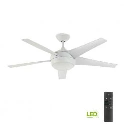 Home Decorators Collection Windward IV 52 in. Indoor LED Matte White Ceiling Fan with Dimmable Light Kit, Remote Control and Reversible Motor -Fans Shop matte white home decorators collection ceiling fans with lights 26662 66 1000