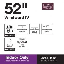 Home Decorators Collection Windward IV 52 in. Indoor LED Matte White Ceiling Fan with Dimmable Light Kit, Remote Control and Reversible Motor -Fans Shop matte white home decorators collection ceiling fans with lights 26662 77 1000