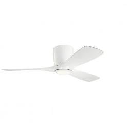 KICHLER Volos 48 in. Integrated LED Indoor Matte White Flush Mount Ceiling Fan with Light Kit and Wall Control