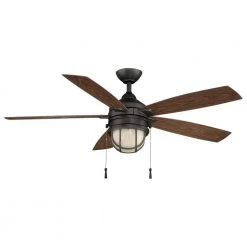 Hampton Bay Seaport 52 in. LED Indoor/Outdoor Natural Iron Ceiling Fan with Light Kit
