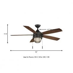 Hampton Bay Seaport 52 in. LED Indoor/Outdoor Natural Iron Ceiling Fan with Light Kit -Fans Shop natural iron hampton bay ceiling fans with lights al634 ni a0 1000