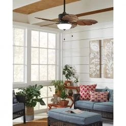 Home Decorators Collection Palm Cove 52 in. Indoor/Outdoor LED Natural Iron Ceiling Fan with Light Kit, Downrod and Reversible Motor -Fans Shop natural iron home decorators collection ceiling fans with lights 51422 40 1000