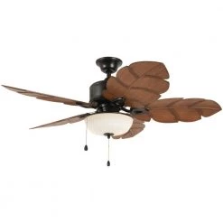 Home Decorators Collection Palm Cove 52 in. Indoor/Outdoor LED Natural Iron Ceiling Fan with Light Kit, Downrod and Reversible Motor -Fans Shop natural iron home decorators collection ceiling fans with lights 51422 76 1000