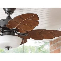 Home Decorators Collection Palm Cove 44 in. Indoor/Outdoor LED Natural Iron Ceiling Fan with Light Kit, Downrod and Reversible Motor -Fans Shop natural iron home decorators collection ceiling fans with lights 51544 40 1000