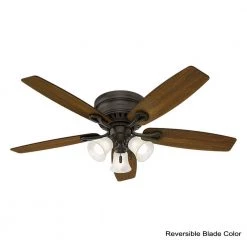 Hunter Oakhurst 52 in. LED Indoor Low Profile New Bronze Ceiling Fan with Light Kit -Fans Shop new bronze hunter ceiling fans with lights 52016 44 1000