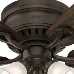 Hunter Oakhurst 52 in. LED Indoor Low Profile New Bronze Ceiling Fan with Light Kit -Fans Shop new bronze hunter ceiling fans with lights 52016 66 1000