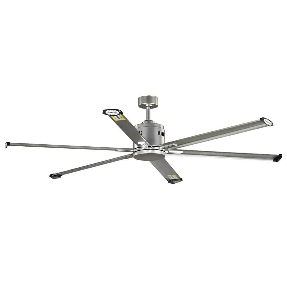 Hubbell Lighting Hubbell Industrial 72 in. Six-Blade Indoor/Outdoor Nickel Dual Mount Ceiling Fan with Wall Control 1 Hubbell Lighting Hubbell Industrial 72 in. Six-Blade Indoor/Outdoor Nickel Dual Mount Ceiling Fan with Wall Control