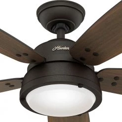 Hunter Channelside 52 in. LED Indoor/Outdoor Noble Bronze Ceiling Fan with Remote Control -Fans Shop noble bronze hunter ceiling fans with lights 59040 1d 1000