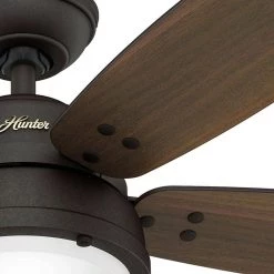 Hunter Channelside 52 in. LED Indoor/Outdoor Noble Bronze Ceiling Fan with Remote Control -Fans Shop noble bronze hunter ceiling fans with lights 59040 4f 1000
