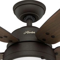 Hunter Channelside 52 in. LED Indoor/Outdoor Noble Bronze Ceiling Fan with Remote Control -Fans Shop noble bronze hunter ceiling fans with lights 59040 66 1000