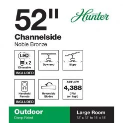 Hunter Channelside 52 in. LED Indoor/Outdoor Noble Bronze Ceiling Fan with Remote Control -Fans Shop noble bronze hunter ceiling fans with lights 59040 a0 1000