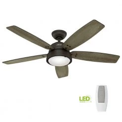 Hunter Channelside 52 in. LED Indoor/Outdoor Noble Bronze Ceiling Fan with Remote Control -Fans Shop noble bronze hunter ceiling fans with lights 59040 d4 1000