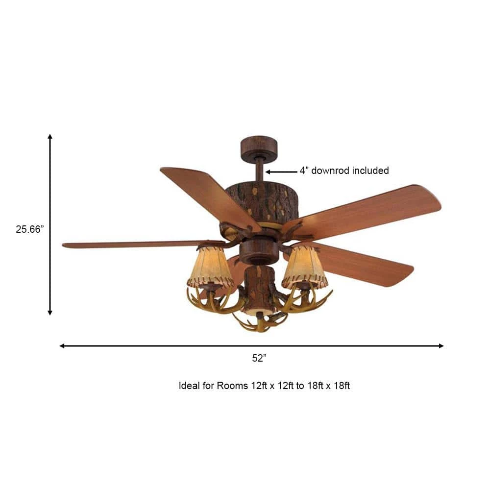 Hampton Bay Lodge 52 in. LED Nutmeg Ceiling Fan with Light and Remote Control 4 Hampton Bay Lodge 52 in. LED Nutmeg Ceiling Fan with Light and Remote Control - Image 4