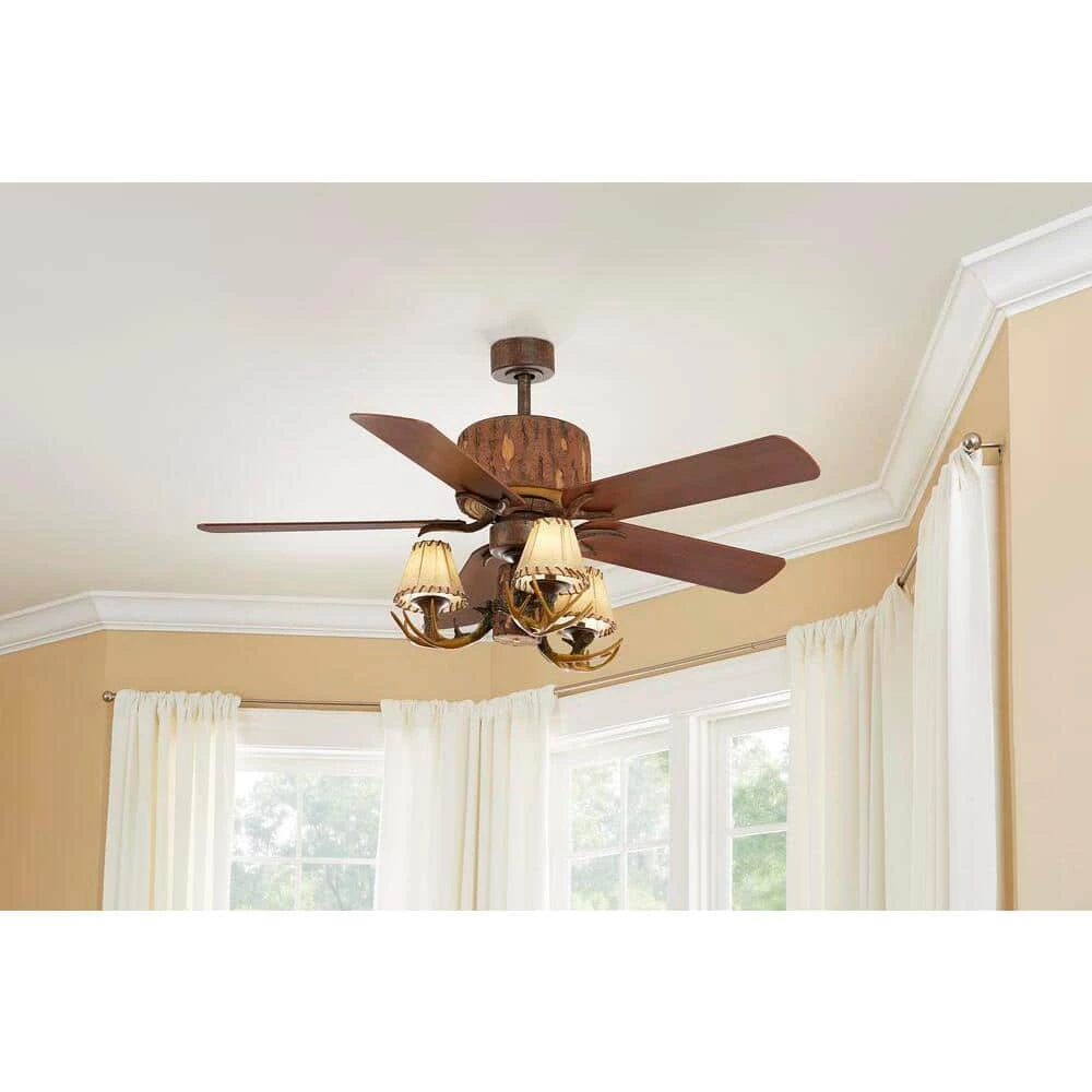 Hampton Bay Lodge 52 in. LED Nutmeg Ceiling Fan with Light and Remote Control 2 Hampton Bay Lodge 52 in. LED Nutmeg Ceiling Fan with Light and Remote Control - Image 2