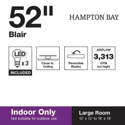 Hampton Bay Blair 52 in. LED Indoor Oil-Rubbed Bronze Ceiling Fan with Light Kit -Fans Shop oil rubbed bronze hampton bay ceiling fans with lights 51732 1f 1000