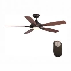 Home Decorators Collection Petersford 52 in. Integrated LED Indoor Oil Rubbed Bronze Ceiling Fan with Light Kit and Remote Control