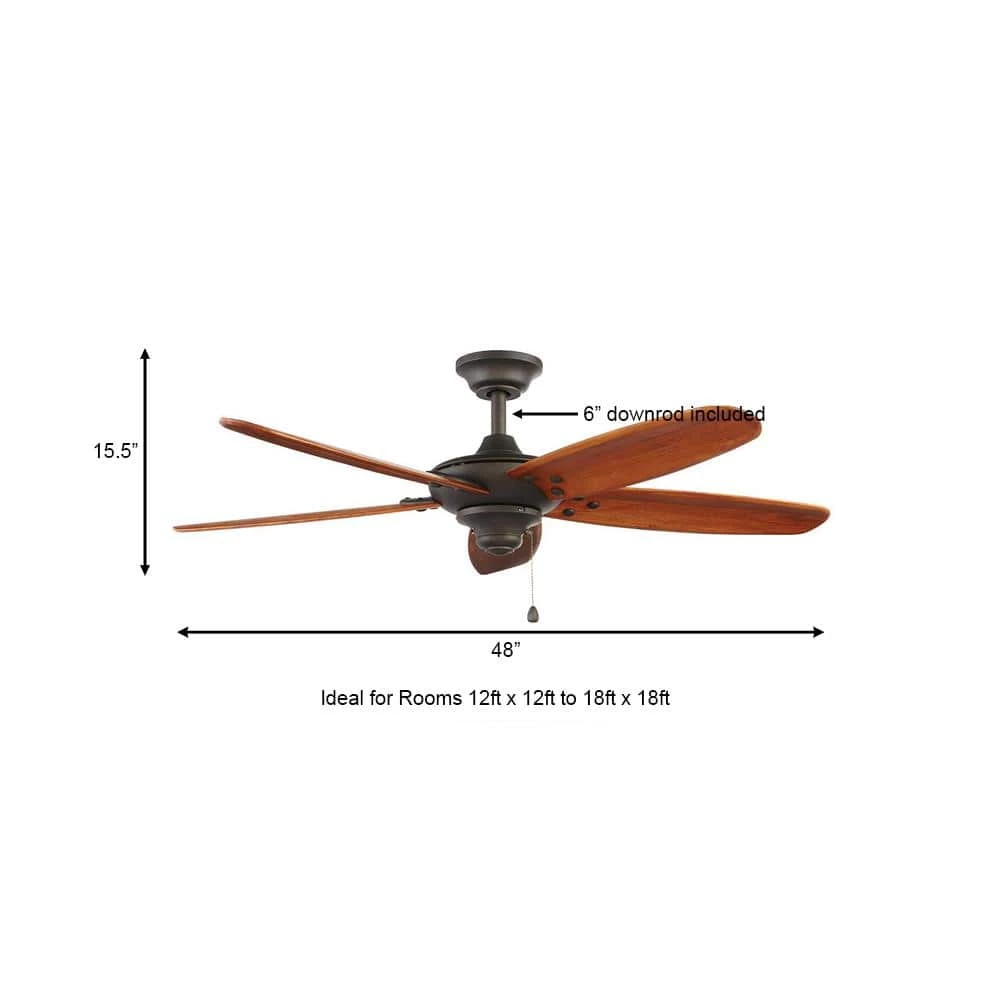 Home Decorators Collection Altura 48 in. Indoor/Outdoor Oil-Rubbed Bronze Ceiling Fan with Downrod and Reversible Motor; Light Kit Adaptable 4 Home Decorators Collection Altura 48 in. Indoor/Outdoor Oil-Rubbed Bronze Ceiling Fan with Downrod and Reversible Motor; Light Kit Adaptable - Image 4
