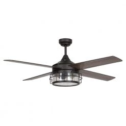 Parrot Uncle 52 in. Indoor/Outdoor Oil Rubbed Bronze Downrod Mount Industrial Ceiling Fan with Light Kit and Remote -Fans Shop oil rubbed bronze parrot uncle ceiling fans with lights f6225orb110v c3 1000