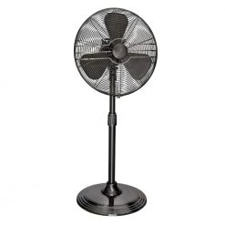 Hunter Retro 16 in. 3 Speed All-Metal Pedestal Fan with Wide Oscillation in Onyx Copper