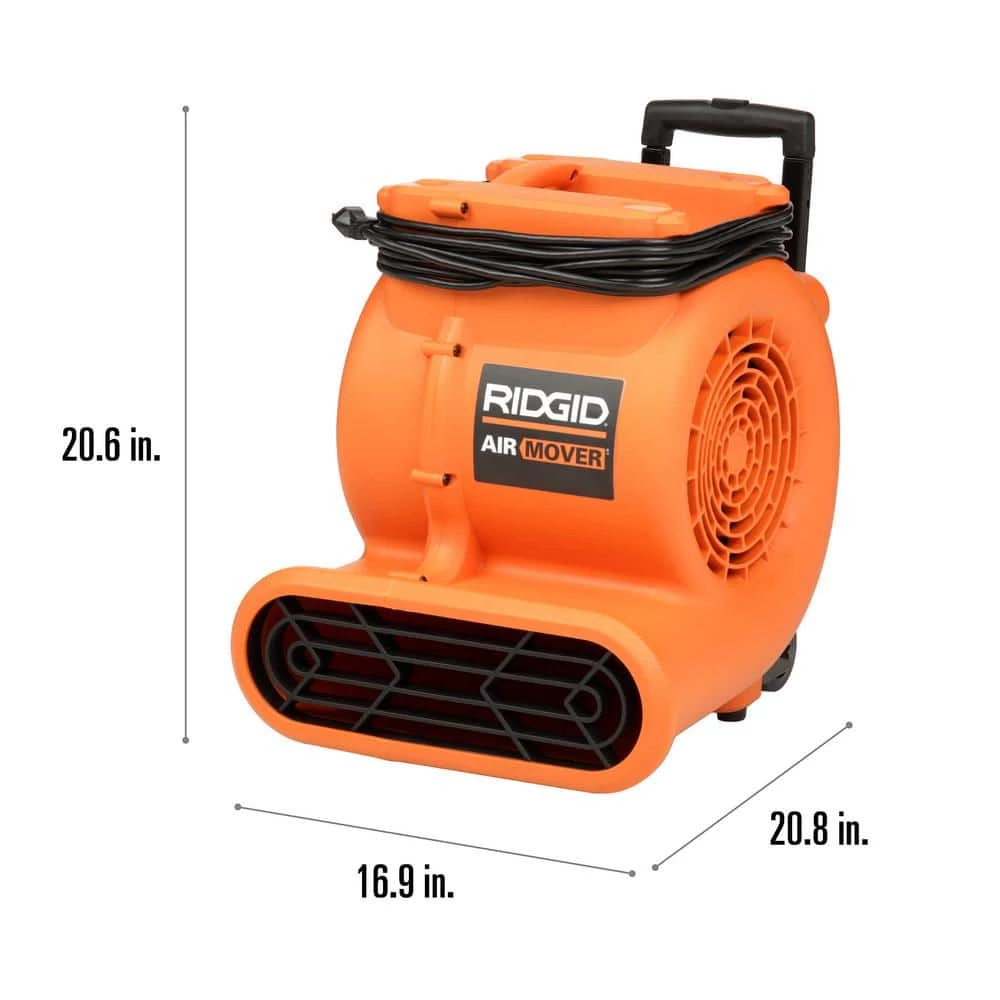 RIDGID 1625 CFM 3-Speed Portable Blower Fan Air Mover with Collapsible Handle and Rear Wheels for Water Damage Restoration 3 RIDGID 1625 CFM 3-Speed Portable Blower Fan Air Mover with Collapsible Handle and Rear Wheels for Water Damage Restoration - Image 3