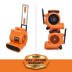 RIDGID 1625 CFM 3-Speed Portable Blower Fan Air Mover with Collapsible Handle and Rear Wheels for Water Damage Restoration 23 RIDGID 1625 CFM 3-Speed Portable Blower Fan Air Mover with Collapsible Handle and Rear Wheels for Water Damage Restoration -Fans Shop orange ridgid blower fans am2560 31 1000