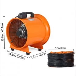 VEVOR Utility Blower Fan 12 in. High Velocity Ventilator Fan 520 Watt with 2295 CFM for Exhausting Ventilating at Home -Fans Shop orange vevor blower fans gygfj12ycd10mgz01v1 76 1000