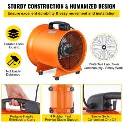 VEVOR Utility Blower Fan 12 in. 2295 CFM Portable Ventilation Fan with 16 ft. Duct Hose 520 Watt for Job Site, Orange -Fans Shop orange vevor blower fans xk12c5mgdgyfj0001v1 fa 1000