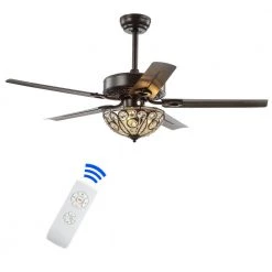 JONATHAN Y Ali 48 in. Oil Rubbed Bronze 3-Light Wrought Iron LED Ceiling Fan with Light and Remote -Fans Shop orb jonathan y ceiling fans with lights jyl9704a 1d 1000