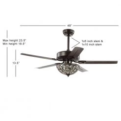 JONATHAN Y Ali 48 in. Oil Rubbed Bronze 3-Light Wrought Iron LED Ceiling Fan with Light and Remote -Fans Shop orb jonathan y ceiling fans with lights jyl9704a 40 1000