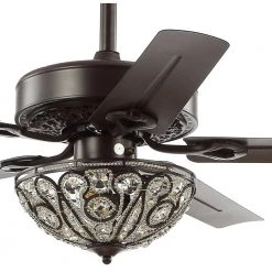 JONATHAN Y Ali 48 in. Oil Rubbed Bronze 3-Light Wrought Iron LED Ceiling Fan with Light and Remote -Fans Shop orb jonathan y ceiling fans with lights jyl9704a 4f 1000