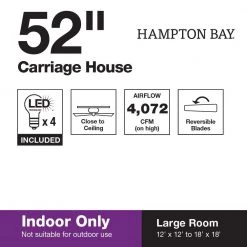 Hampton Bay Carriage House 52 in. Indoor LED Polished Brass Ceiling Fan with Light Kit, Reversible Motor and Reversible Blades -Fans Shop polished brass hampton bay ceiling fans with lights 46008 1f 1000