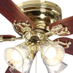 Hampton Bay Carriage House 52 in. Indoor LED Polished Brass Ceiling Fan with Light Kit, Reversible Motor and Reversible Blades -Fans Shop polished brass hampton bay ceiling fans with lights 46008 44 1000