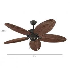 Monte Carlo Cruise 52 in. Indoor/Outdoor Roman Bronze Ceiling Fan with American Walnut Palm Leaf Blades -Fans Shop roman bronze with american walnut blades monte carlo ceiling fans without lights 5cu52rb 44 1000