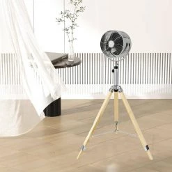 Amucolo Adjustable-Height 52 in. Tripod Pedestal Fan, 3 Speed Adjustment, Multiple Wide Angle Standing Fan -Fans Shop silver amucolo pedestal fans dhs cyhi r010c 76 1000