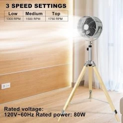 Amucolo Adjustable-Height 52 in. Tripod Pedestal Fan, 3 Speed Adjustment, Multiple Wide Angle Standing Fan -Fans Shop silver amucolo pedestal fans dhs cyhi r010c fa 1000
