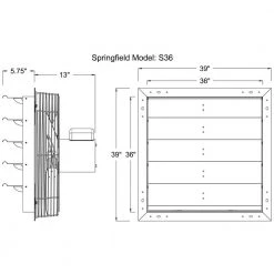 Hessaire 36 in. 8860 CFM Shutter Exhaust Fan Wall Mounted -Fans Shop silver hessaire whole house fans 36sf8n370 76 1000