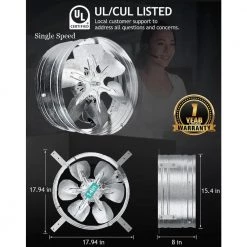 ILIVING 14 in. Single Speed Gable Mount Attic Ventilator Fan with Adjustable Thermostat, 3.10 Amp -Fans Shop silver iliving window fans ilg8g14 12t 1f 1000