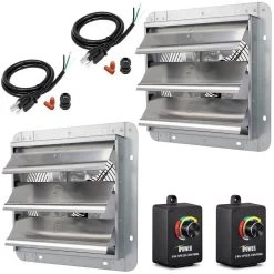 Edendirect 10 in. Shutter Exhaust Fan Aluminum Controller and Power Cord Kit with Speed Control High Speed 1650RPM 820CFM (2-Pack)